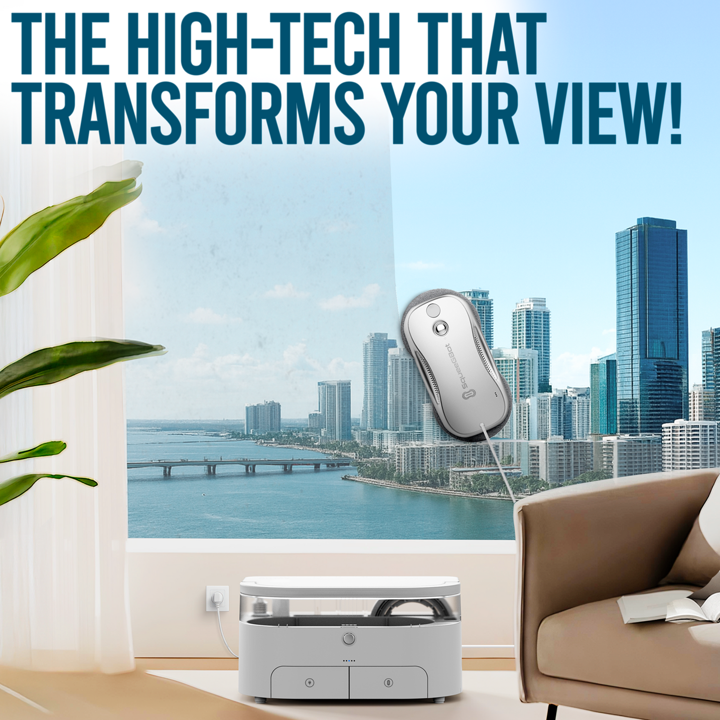Projector displaying a cityscape through a window in a modern living room.
window cleaning robot, robot window cleaner, window cleaner robot, electric window cleaner, automatic window cleaner, window washer robot, window robot cleaner, automatic window cleaner